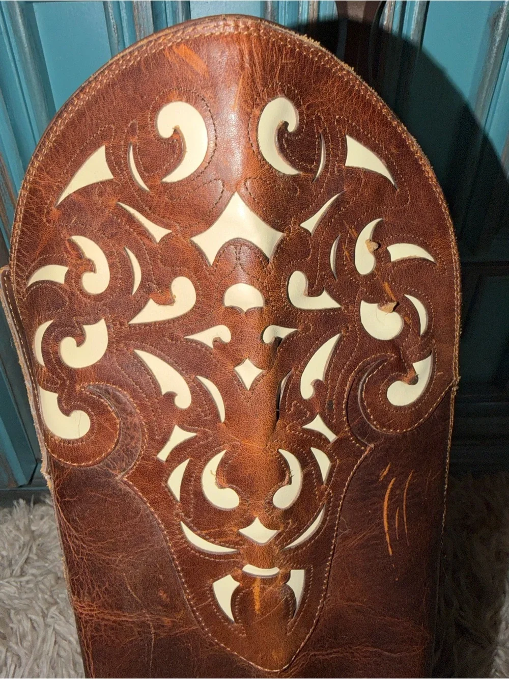 Artiat Knee-High Western Pointed Toe Boots with Cream Detailing. Size 10